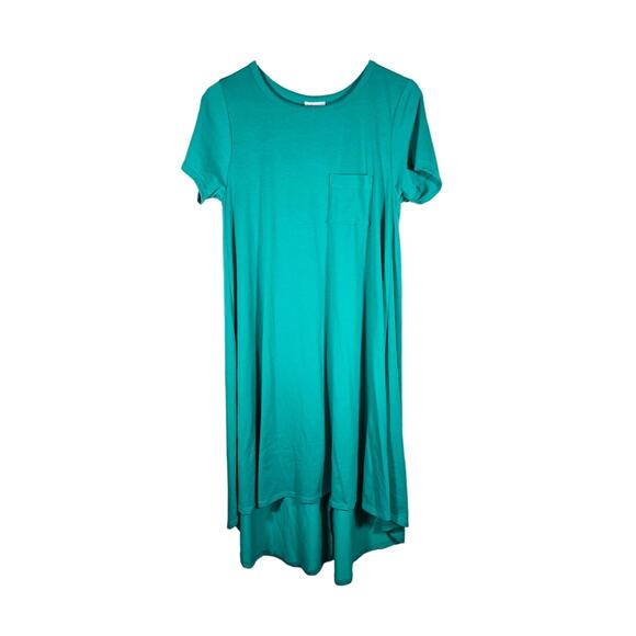 LulaRoe Teal Women's Carly TShirt Dress Short Sleeve Size XS Front Pocket - Picture 1 of 7